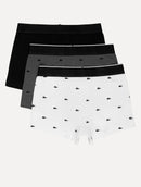 Cuecas Lacoste Trunk Casual Stretch Signature Preta/Chumbo/Branca Pack 3UN