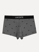 Cuecas Lacoste Trunk Casual Stretch Signature Preta/Chumbo/Branca Pack 3UN