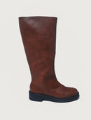 Bota Cano Alto Classic Brown (Solado Reto e Fechamento Lateral)